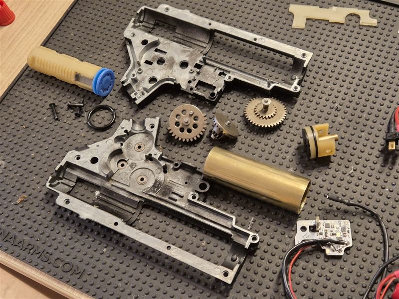 Disassembled gearbox parts